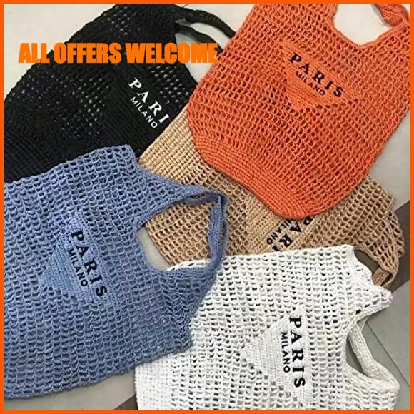 Large Foldable Straw Woven Tote Bag for Beach Holiday Shoulder Bag